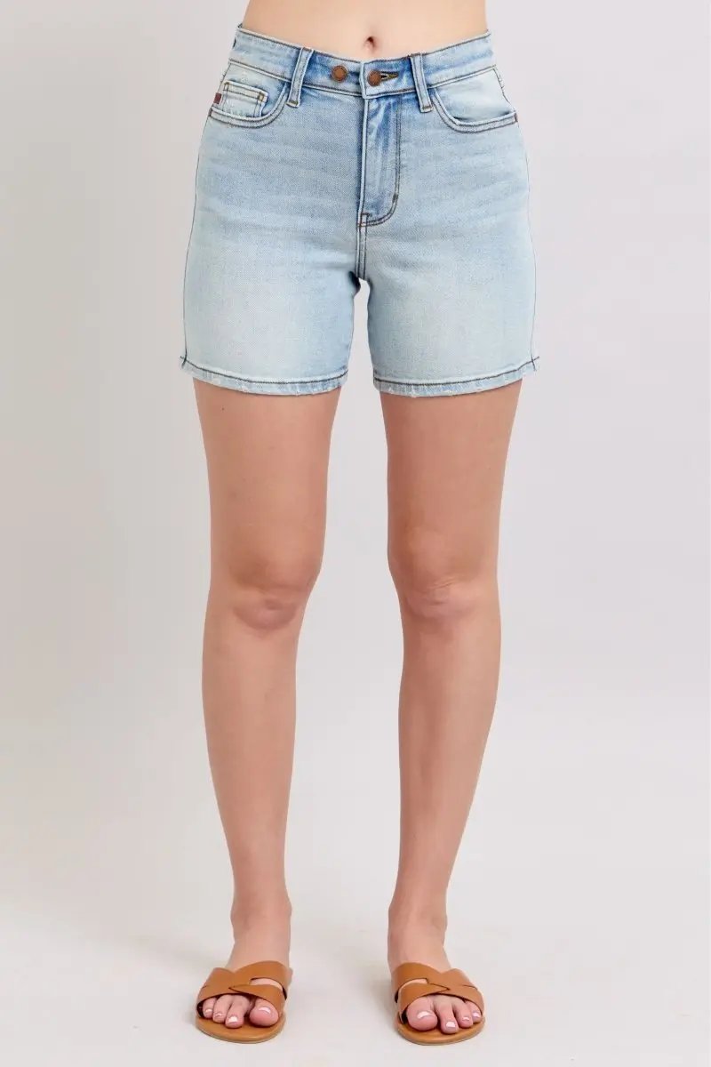 Judy Blue Full Size 2 Button Denim Shorts with Pockets Plus Size - Love Salve